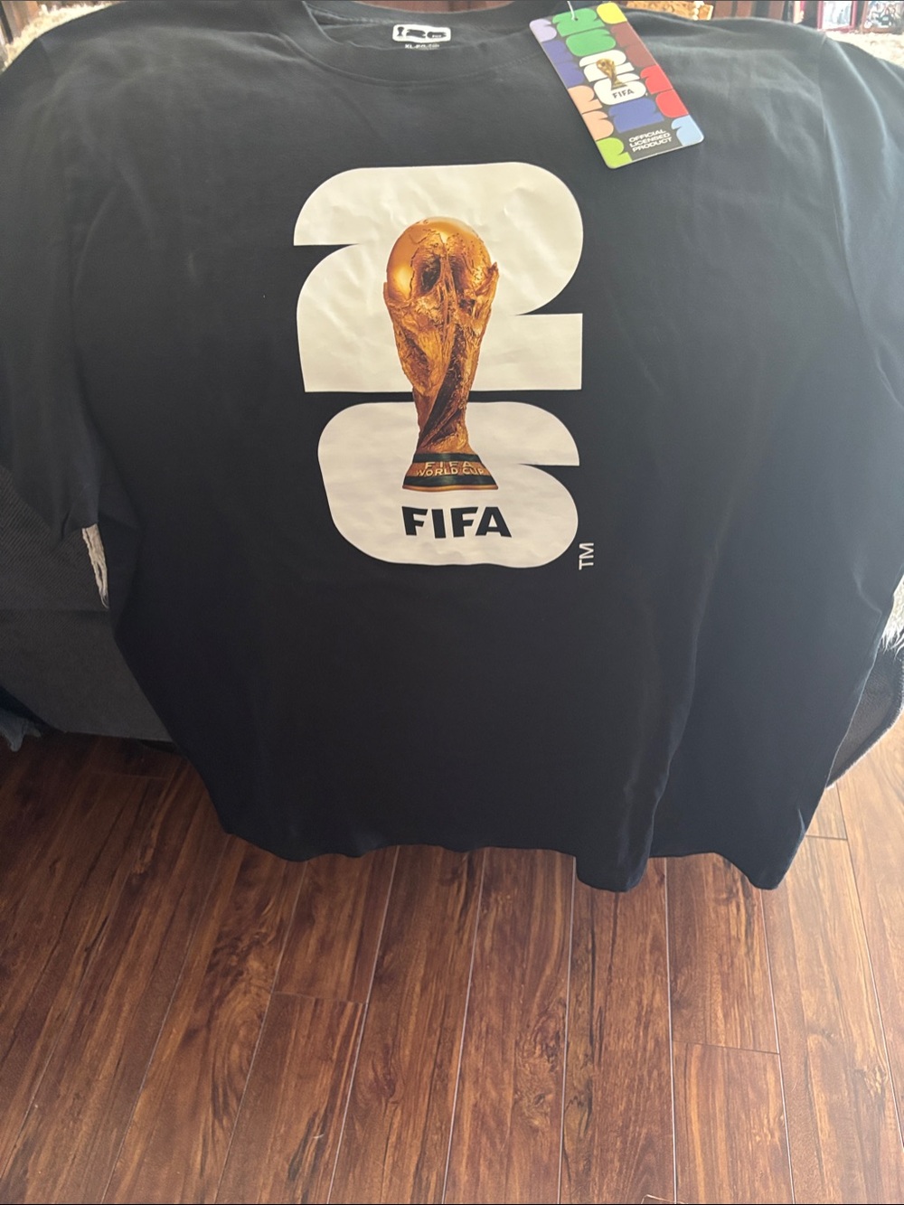FIFA Black Short-Sleeve T-Shirt with Gold Trophy Graphic